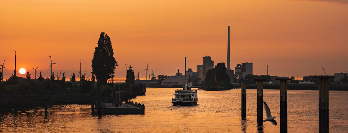 Überseestadt Sonnenuntergang - Quelle: WFB Krause