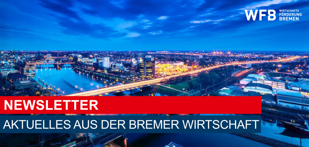 Luftaufnahme der Bremer City bei Nacht