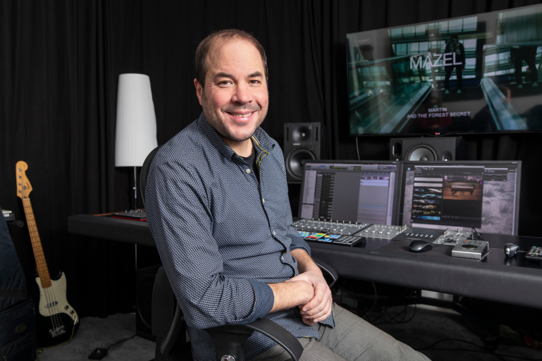 Filmkomponist André Feldhaus in seinem Studio in der Böttcherstraße.