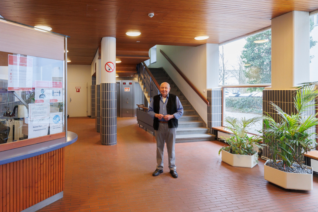 Der Eingangsbereich des Aalto-Hochhauses ist einer Hotellobby nachempfunden