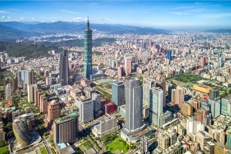 The capital Taipei, home to 2.6 million people and the iconic Taipei 101 skyscraper 