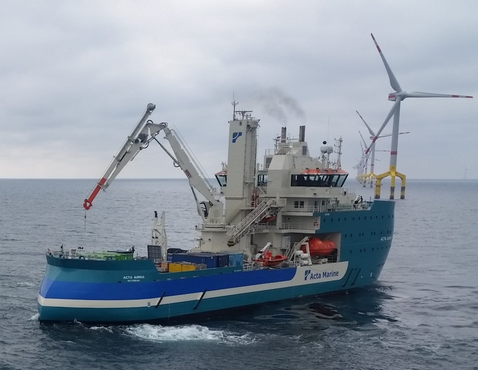 Acta Auriga, one of two service vessels at the BO1 wind farm Acta Auriga, one of two service vessels at the BO1 wind farm