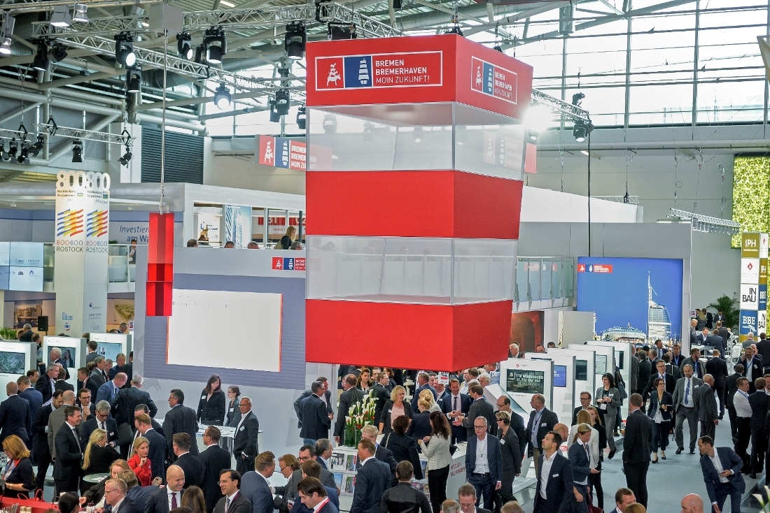 The shared Bremen stand at the Expo Real property trade fair in 2018. 