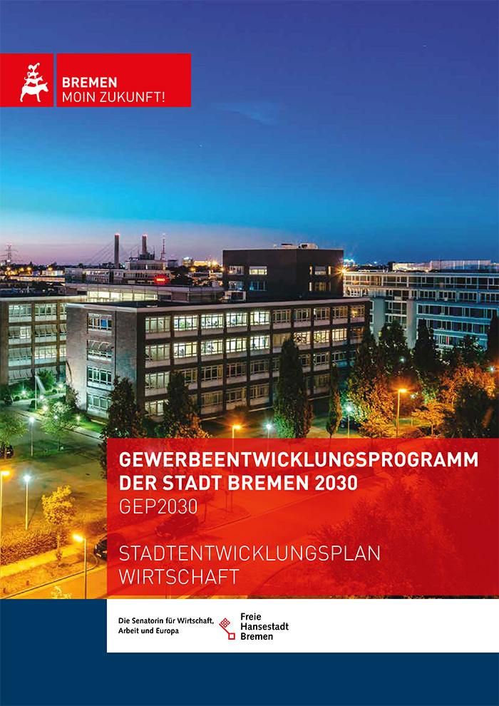 Die Titelseite der Broschüre Gewerbeentwicklungsplan der Stadt Bremen 2030