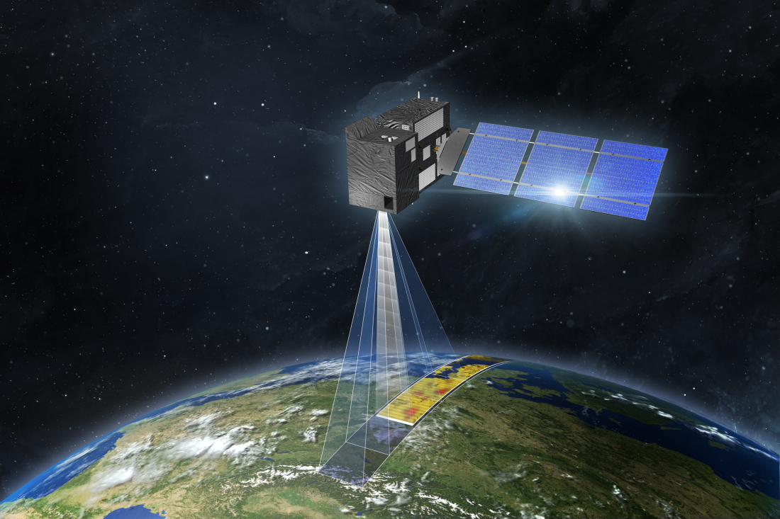 Climate research satellite in space