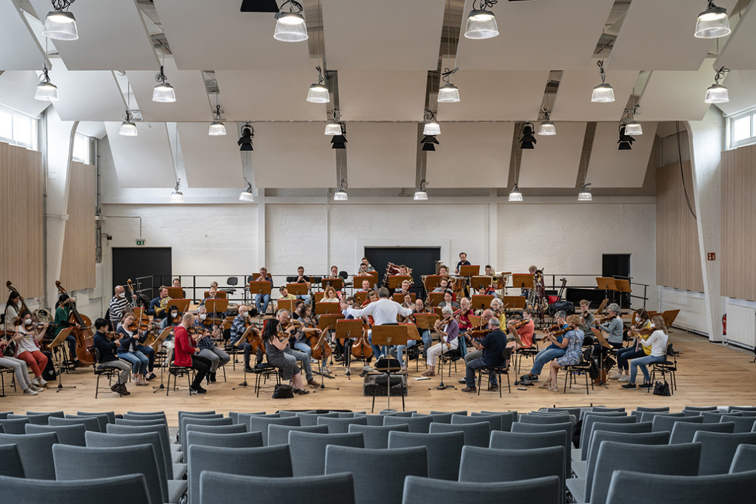 Orchestra rehearsing