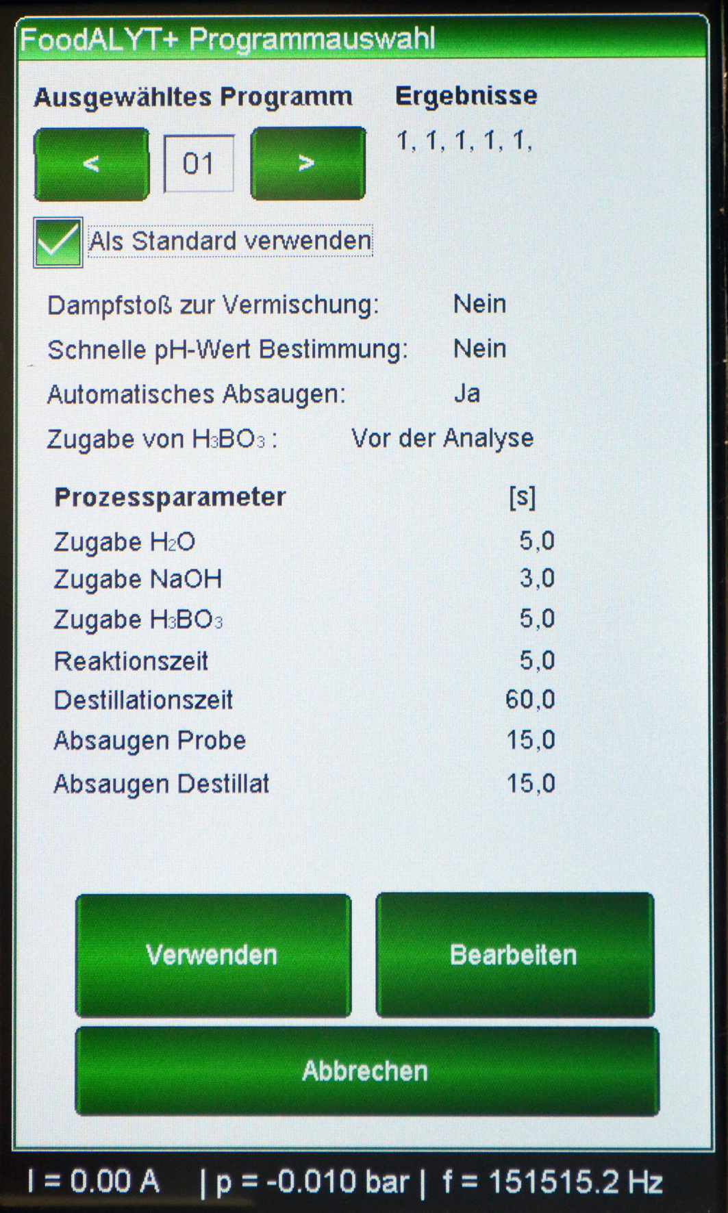 Am Touchscreen lassen sich alle Werte komfortabel ablesen