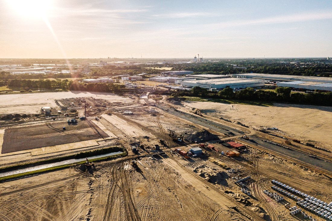 Construction at the Bremen Hansalinie Industrial Estate