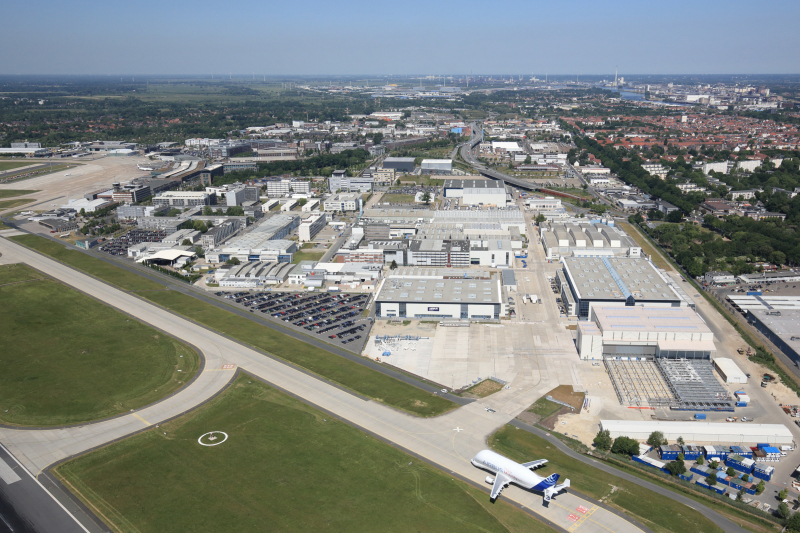 Luftbild des Airbus Group-Geländes in der Airport-Stadt Bremen