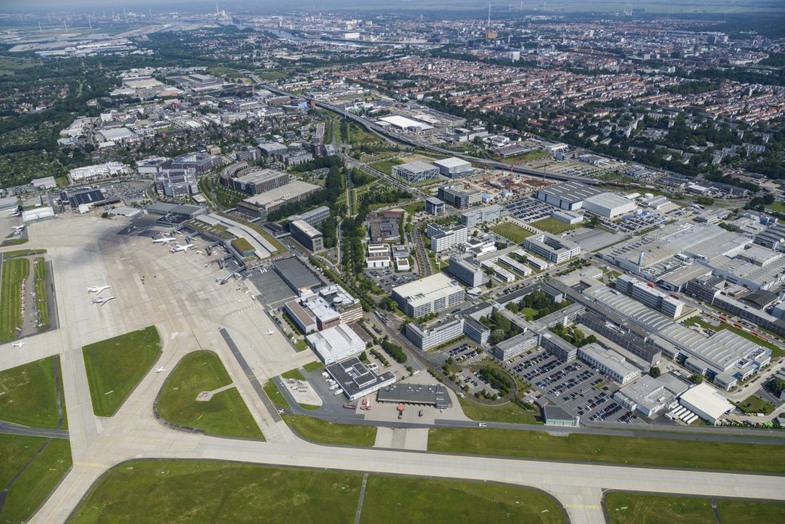 Luftaufnahme der Airport-Stadt Bremen