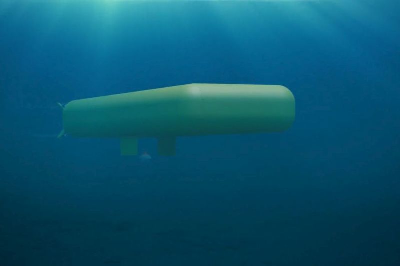Computer model of the MUM submarine with its loading bay open