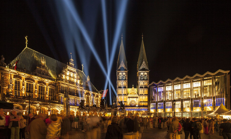 Der Bremer Marktplatz beim Eröffnungsabend des Musikfest Bremen