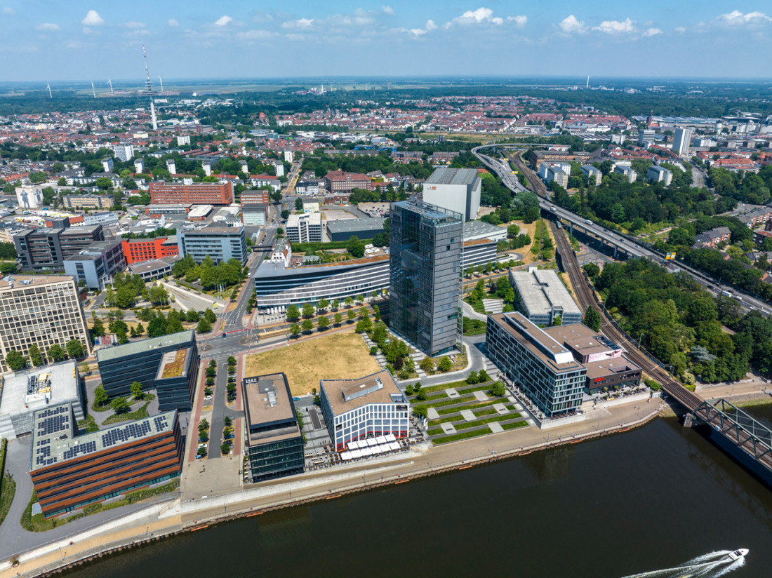 High-rise building by the river