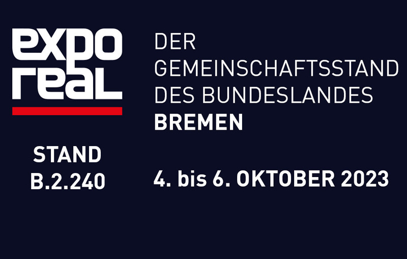 The shared stand of Bremen and Bremerhaven at the Expo Real 2023