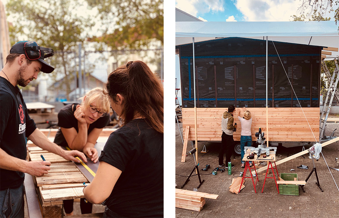 Im Vorfeld der Neuwerk-Konferenz baut Hermann mit einem Team ein "Tiny Office", ein mobiler Arbeitsplatz zum Mieten