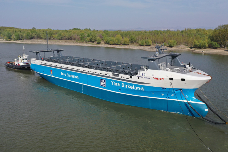 Yara Birkeland, a fully autonomous container ship under construction