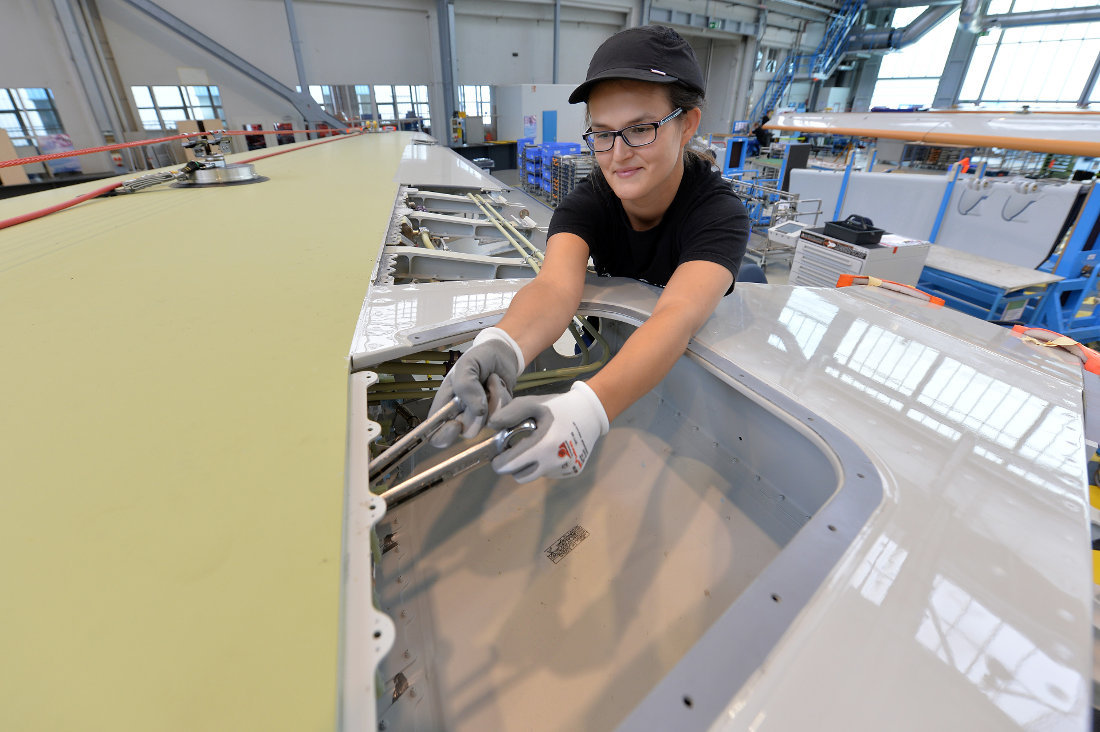 Wing assembly at the Airbus plant