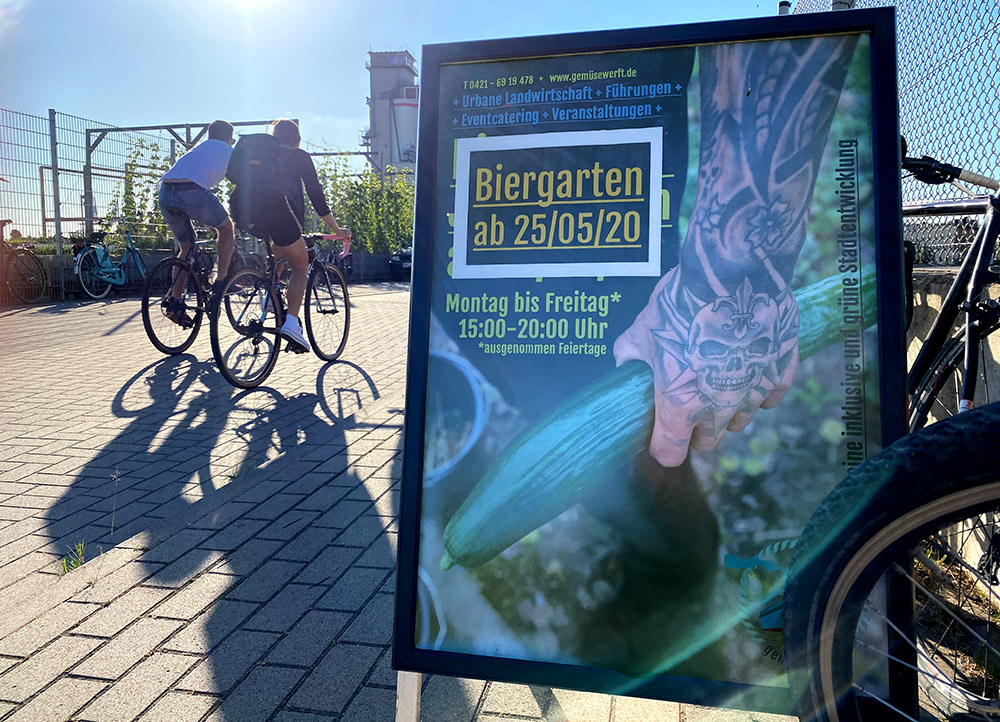 Plakat zur Eröffnung des Biergartens der Gemüsewerft