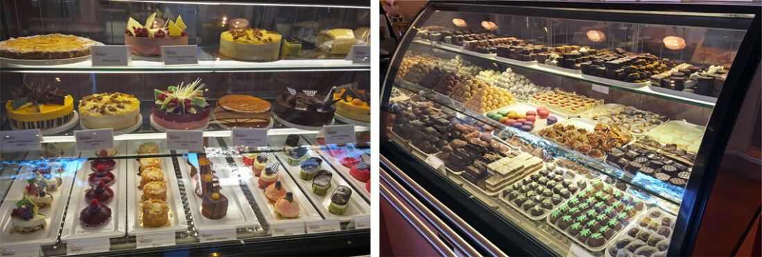 Collage: Cakes and chocolates at Café Hauptmeier Collage: Cakes and chocolates at Café Hauptmeier