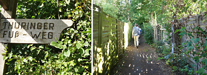 Collage: Thüringer Fuß-Weg zwischen Grundstücken.