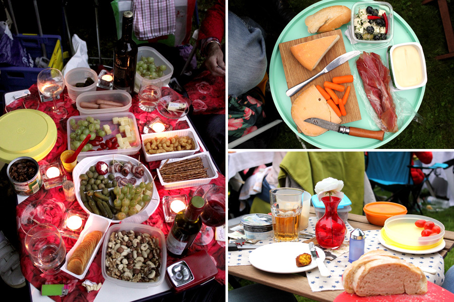 Collage: Picknick beim Konzert