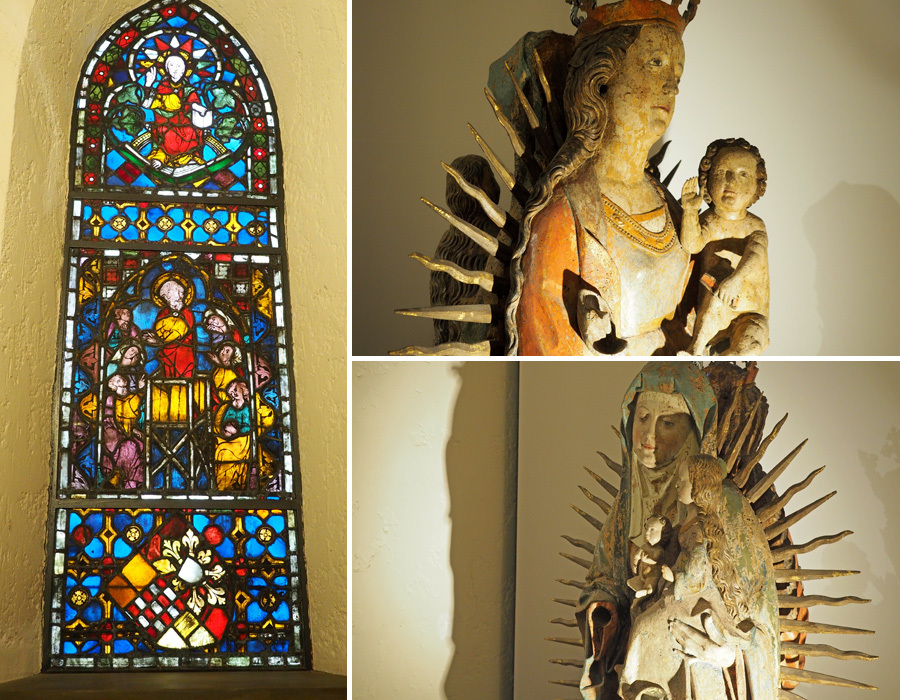 Ludwig Roselius Museum gotischer Raum mit Kirchenfenster Doppelfigur Madonna und Anna