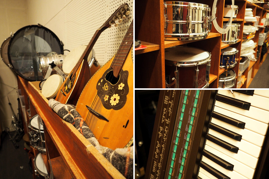 Collage: Instrumente im Studio Nord